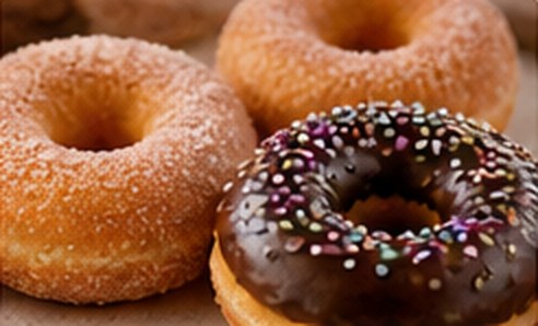 Sugar doughnut and chocolate sprinkle doughnut